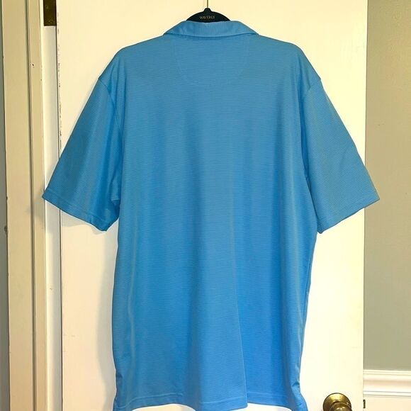 Greg Norman ML75 Play-dry polo shirt sleeve golf micro stripe blue shirt size XL - Picture 2 of 9